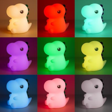 Luz noturna infantil LED RGBW, dimerizável, recarregável e sensível ao toque DINO LED/1W/5V 1200 mAh