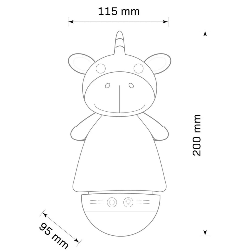 Luz noturna infantil LED RGB com melodia 3xAAA/5V unicórnio