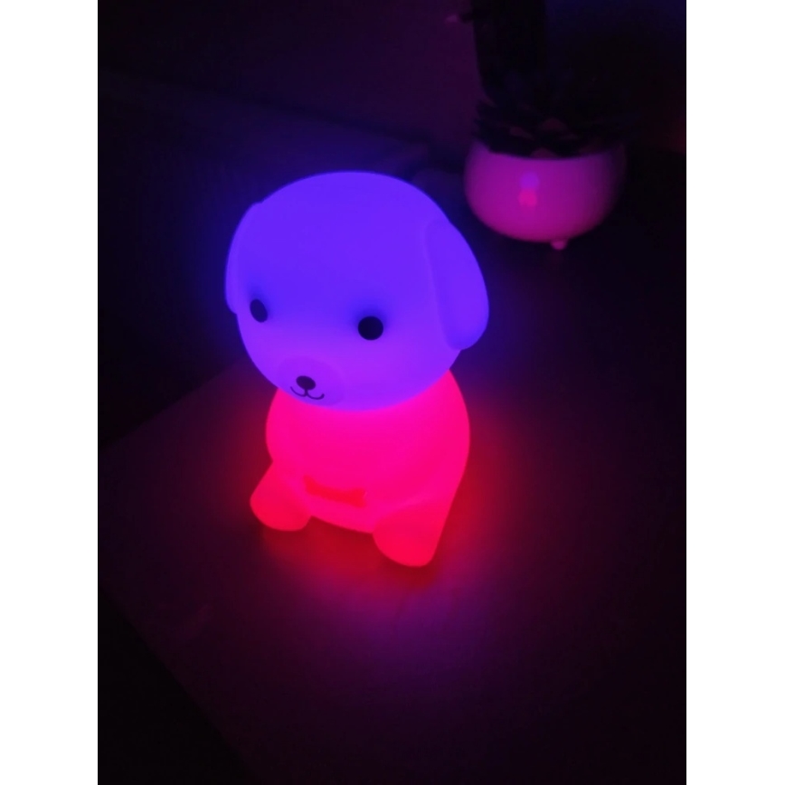 Luz noturna LED RGB regulável recarregável para crianças LED/2,5W/5V 3000K 1200 mAh cão