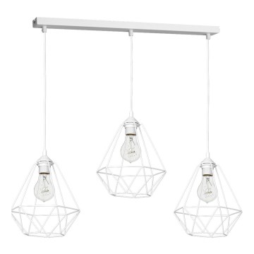Luz pendente BASKET 3xE27/60W/230V branco