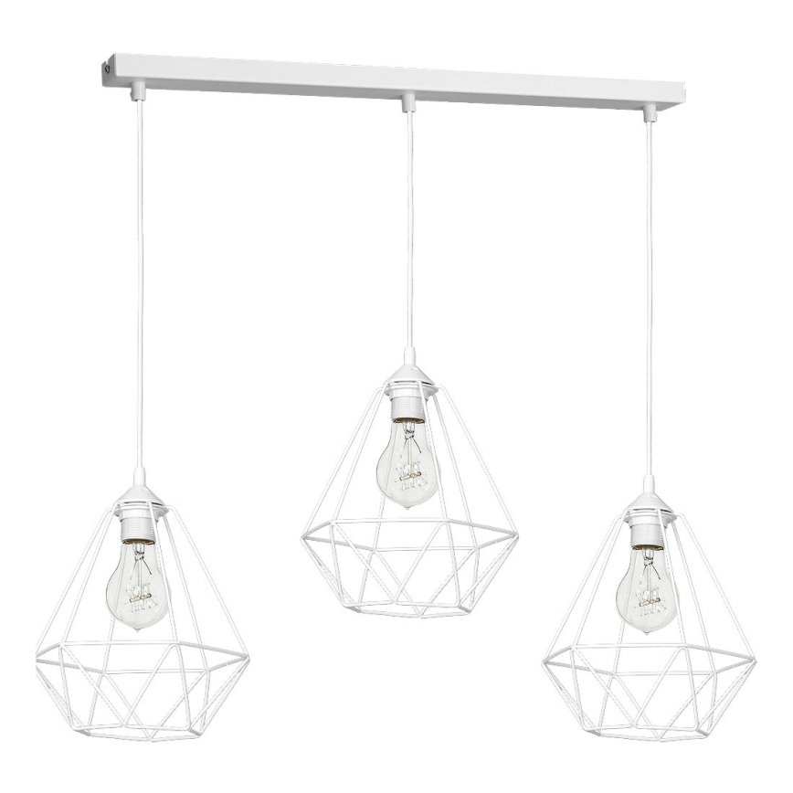 Luz pendente BASKET 3xE27/60W/230V branco