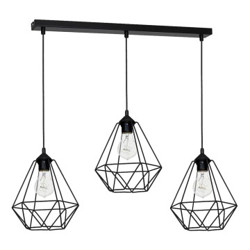 Luz pendente BASKET 3xE27/60W/230V preto antigo