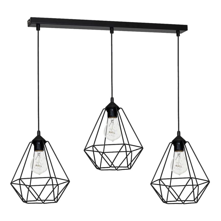Luz pendente BASKET 3xE27/60W/230V preto antigo
