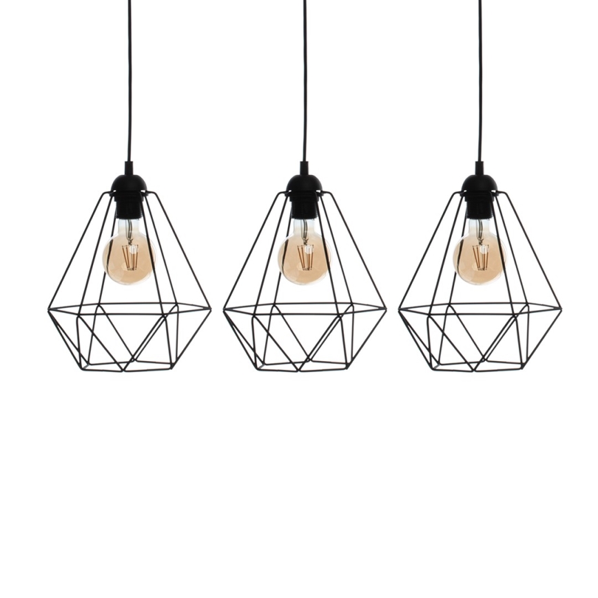 Luz pendente BASKET 3xE27/60W/230V preto antigo