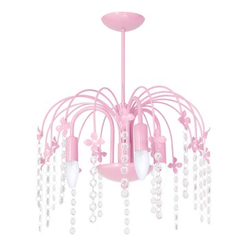 Luz pendente KROPELKA 3xE14/60W/230V rosa