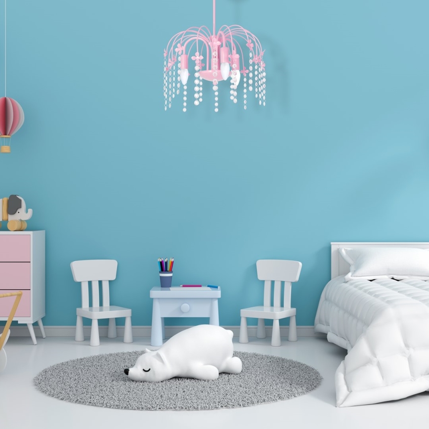 Luz pendente KROPELKA 3xE14/60W/230V rosa