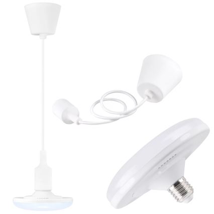 Luz pendente LED KIKI 1xE27/10W/230V branco