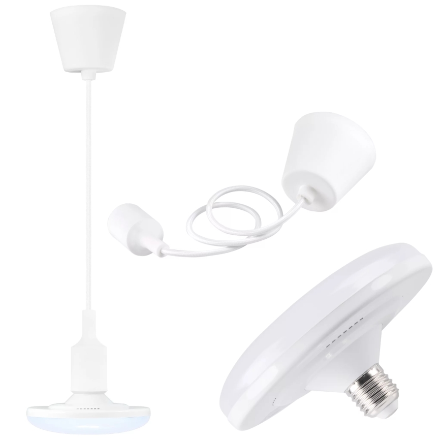 Luz pendente LED KIKI 1xE27/10W/230V branco