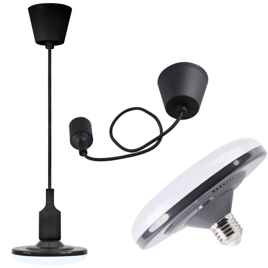 Luz pendente LED KIKI 1xE27/10W/230V preto antigo