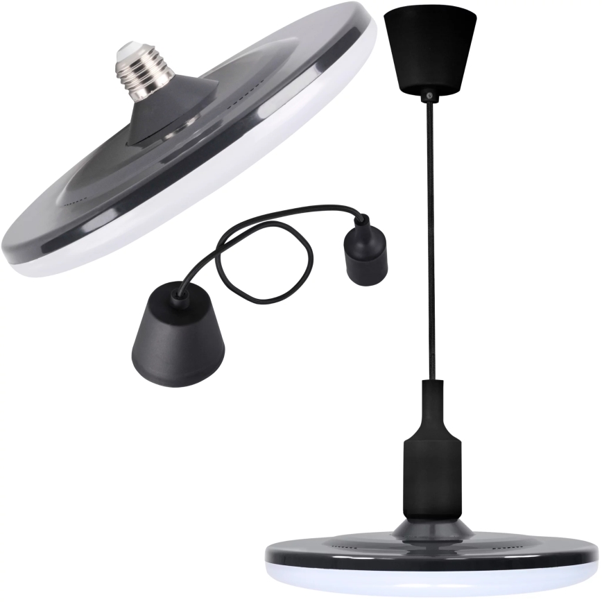 Luz pendente LED KIKI 1xE27/15W/230V preto antigo