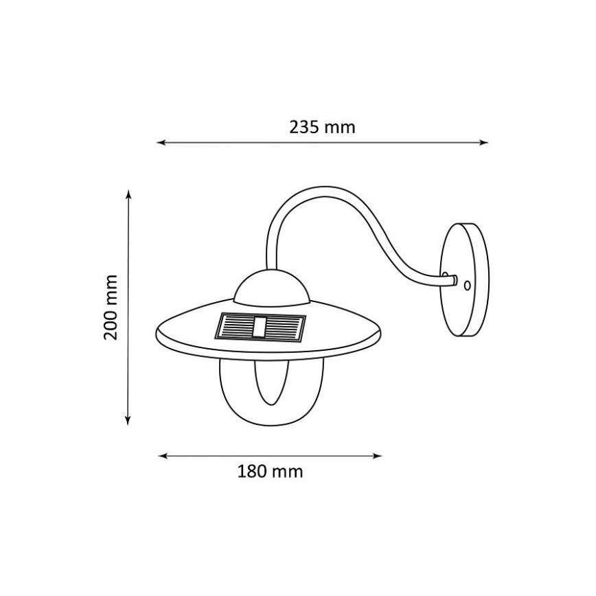 Luz de parede solar LED LED/0,5W/1,2V 600 mAh IP44 preto