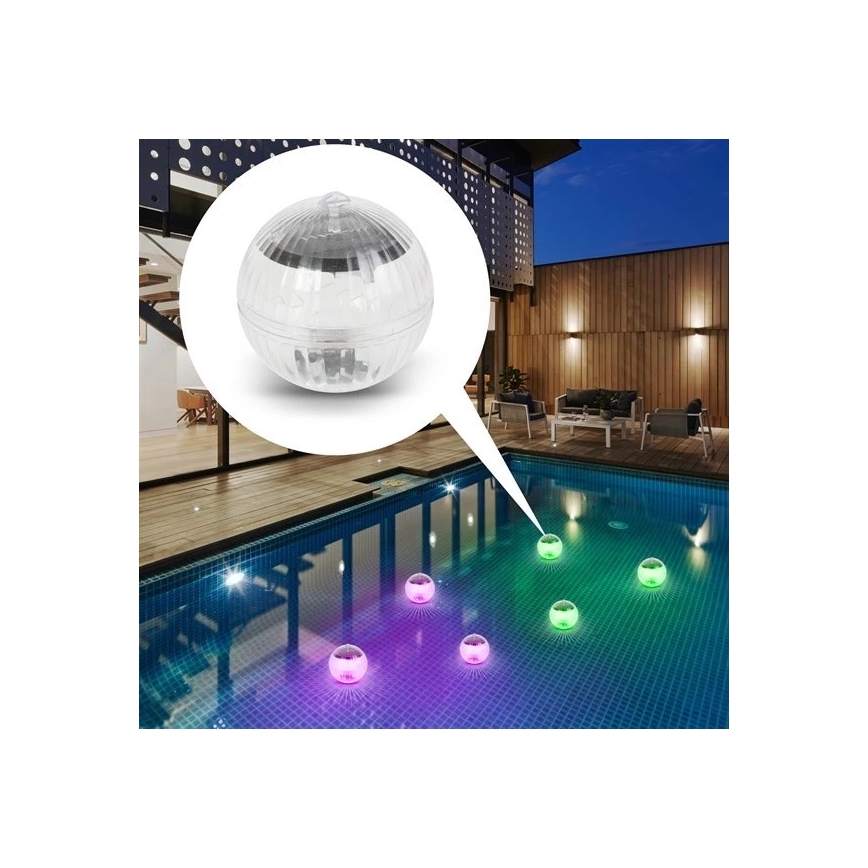 Luz solar LED RGB para piscina com sensor crepuscular LED/1,2V/600 mAh IP65