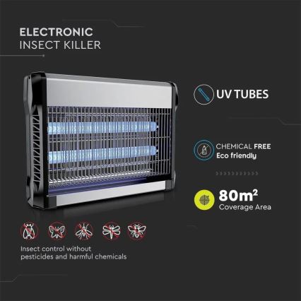 Máquina elétrica para matar insetos 2x10W/230V 80 m²