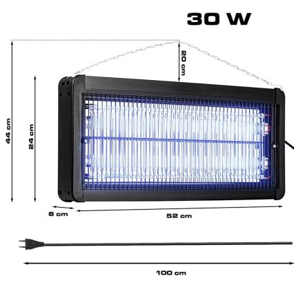 Máquina elétrica para matar insetos 2x15W/230V 120 m²