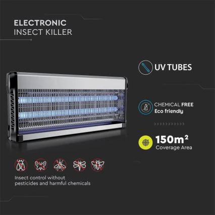 Máquina elétrica para matar insetos 2x20W/230V 150 m²
