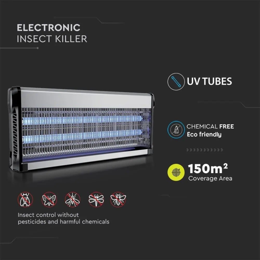 Máquina elétrica para matar insetos 2x20W/230V 150 m²