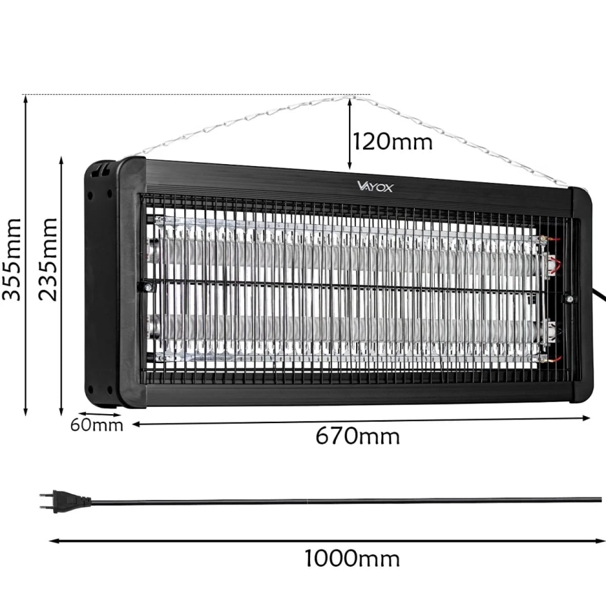 Máquina elétrica para matar insetos 2x20W/230V 180 m²