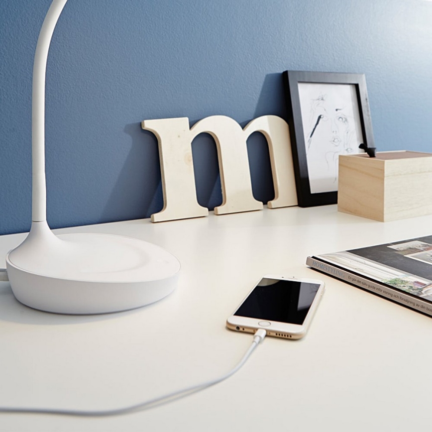 Markslöjd 106093 - Candeeiro de mesa fosco LED s USB SWAN LED/4,6W/230V