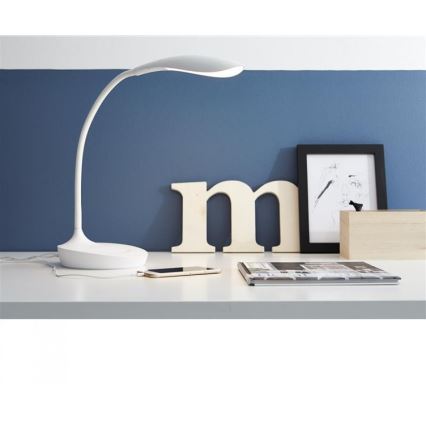Markslöjd 106093 - Candeeiro de mesa fosco LED s USB SWAN LED/4,6W/230V