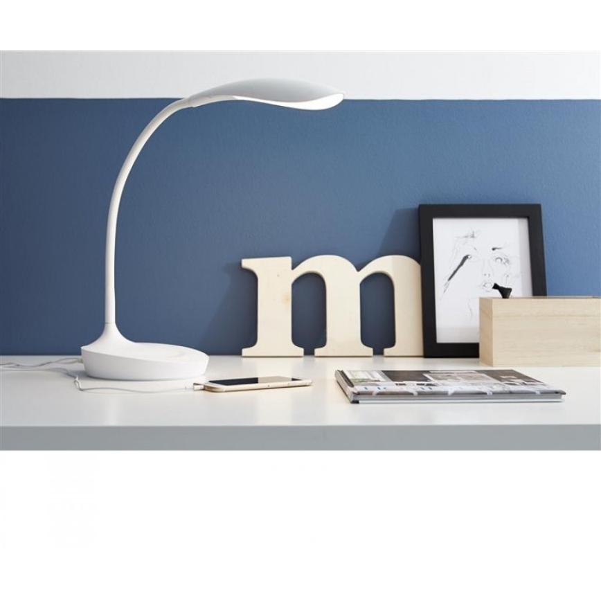 Markslöjd 106093 - Candeeiro de mesa fosco LED s USB SWAN LED/4,6W/230V