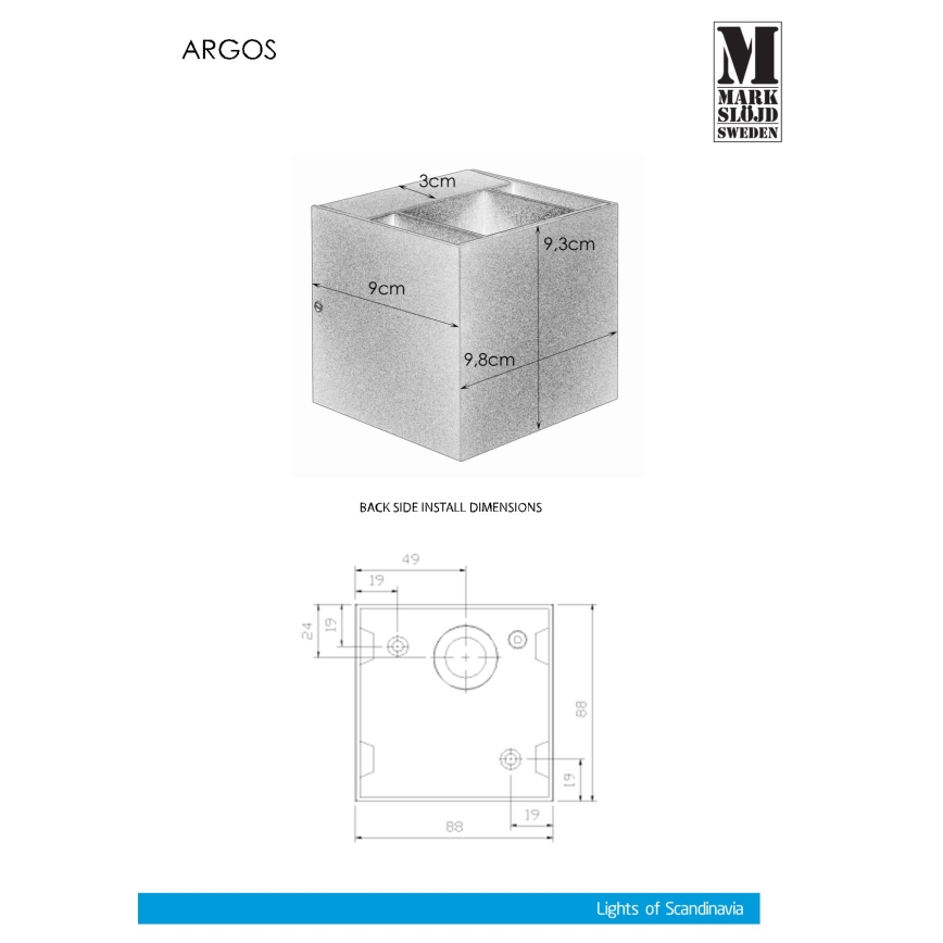 Markslöjd 106521 - Iluminação exterior LED ARGOS LED/4W/230V IP44 cinzenta