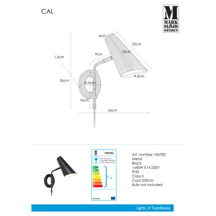 Markslöjd 106782 - Luz de parede CAL 1xE14/40W/230V