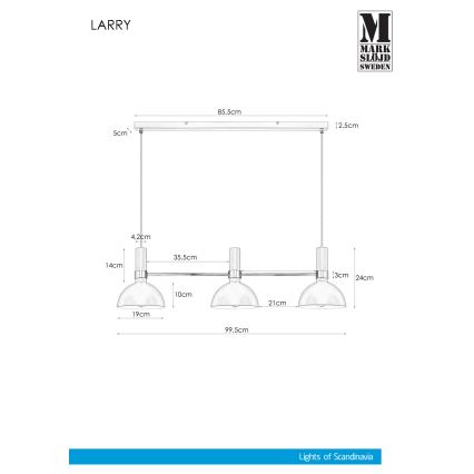 Markslöjd 106855 - Candelabro suspenso LARRY 3xE27/60W/230V