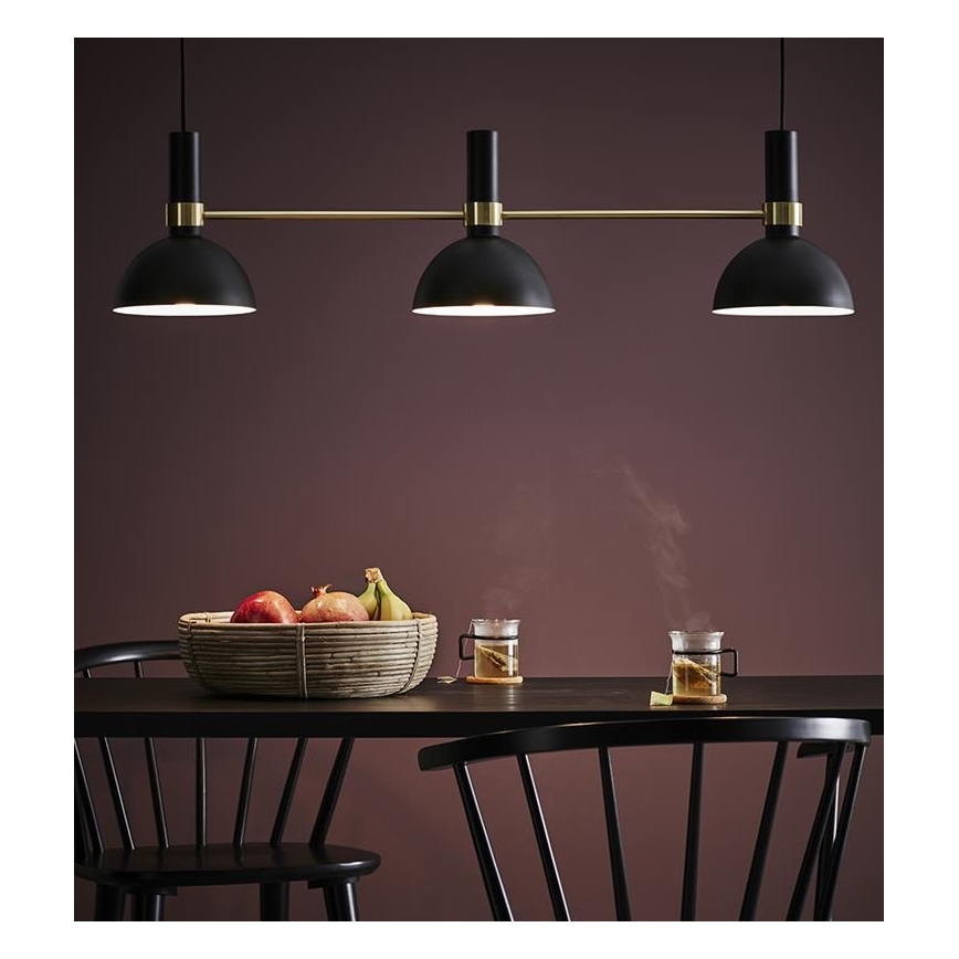 Markslöjd 106971 - Candelabro suspenso LARRY 3xE27/60W/230V preto/dourado