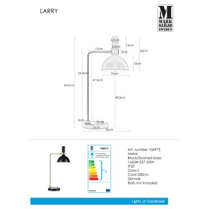 Markslöjd 106973 - Luz de mesa com regulação LARRY 1xE27/60W/230V