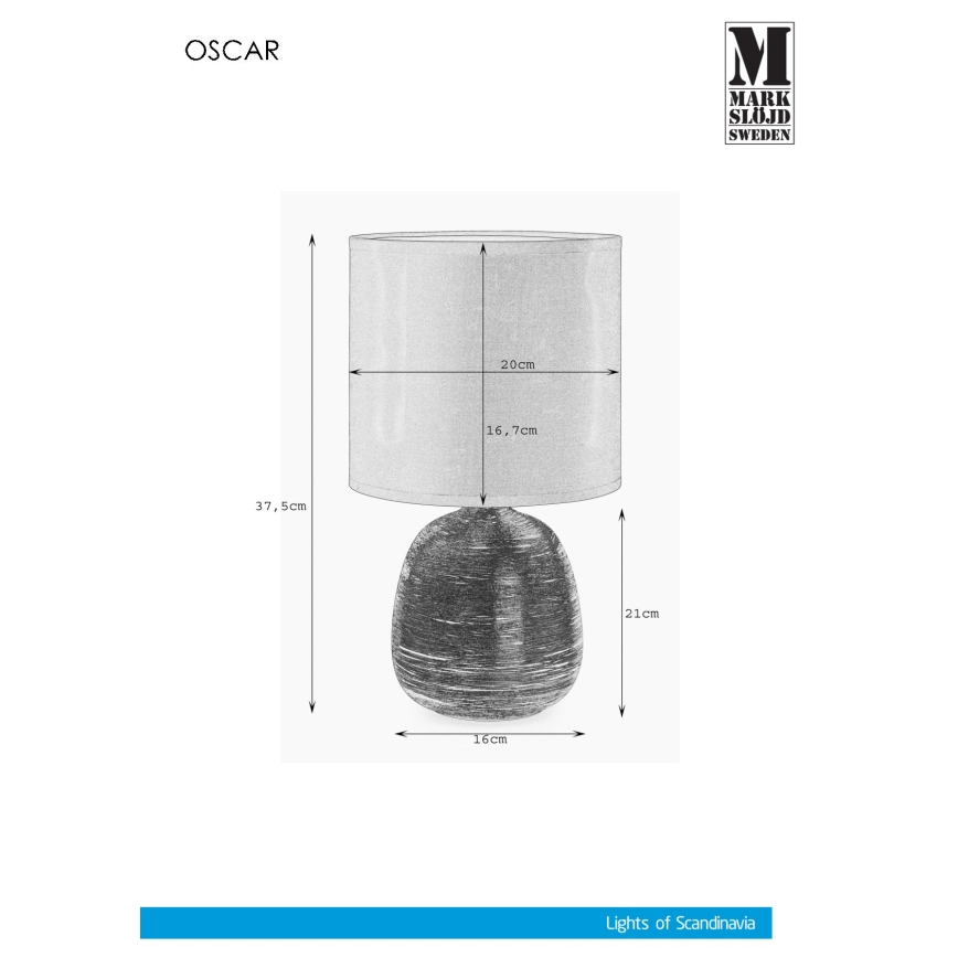 Markslöjd 107068 - Lâmpada de mesa OSCAR 1xE27/60W/230V