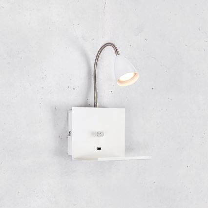 Markslöjd 107140 - Luz da parede com regulação s USB zásuvkou LOGI 1xGU10/7W/230V