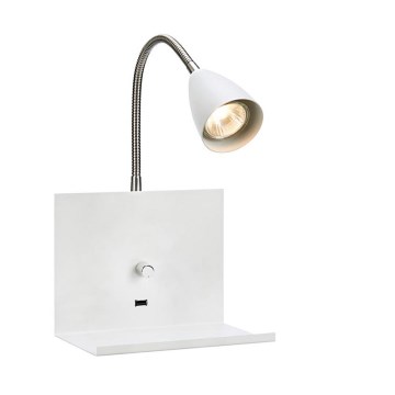 Markslöjd 107140 - Luz da parede com regulação s USB zásuvkou LOGI 1xGU10/7W/230V