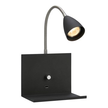 Markslöjd 107141 - Luz da parede com regulação s USB zásuvkou LOGI 1xGU10/7W/230V