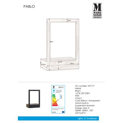 Markslöjd 107177 - Aplique com moldura LED PABLO LED/7W/230V
