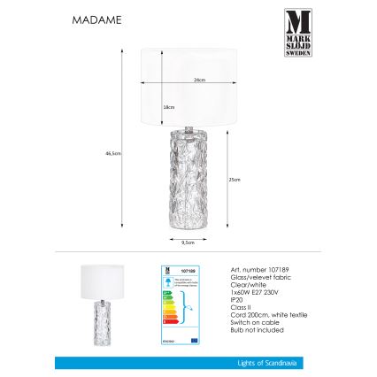 Markslöjd 107189 - Lâmpada de mesa MADAME 1xE27/40W/230V