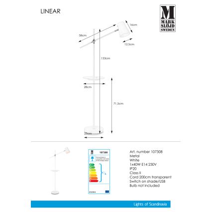 Markslöjd 107308 - Luminária de piso s USB LINEAR 1xE14/40W/230V