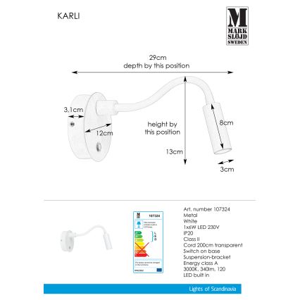 Markslöjd 107324 - Luz de parede LED KARLI LED/6W/230V