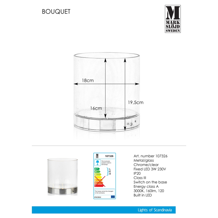 Markslöjd 107326 - LED Candeeiro de mesa BOUQUET LED/3W/230V