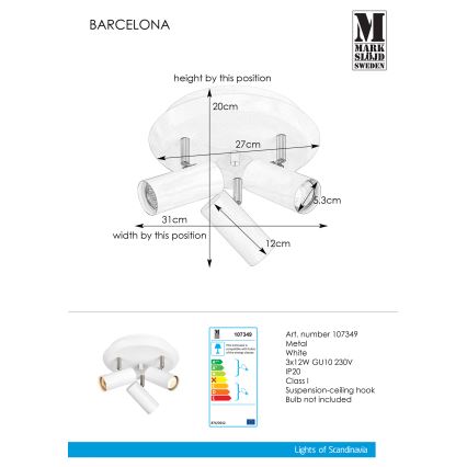 Markslöjd 107349 - Foco BARCELONA 3xGU10/12W/230V