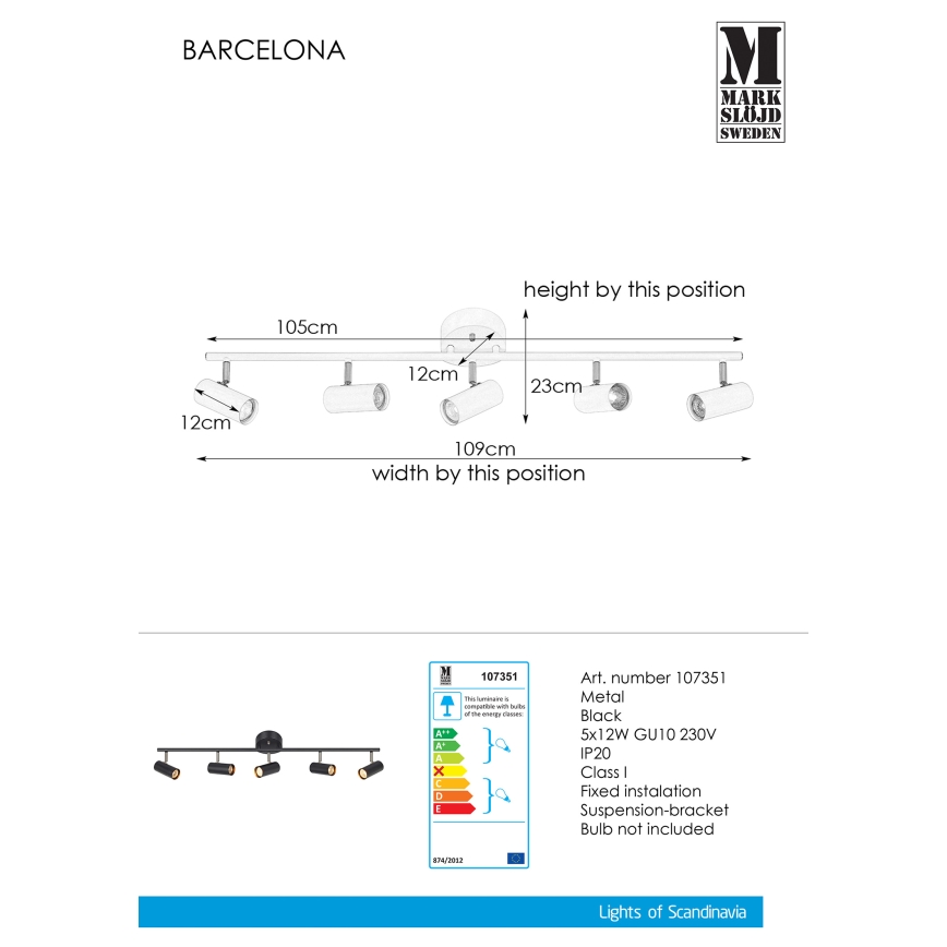Markslöjd 107351 - Foco BARCELONA 5xGU10/12W/230V