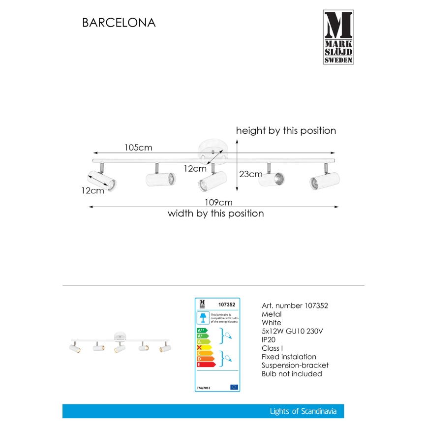 Markslöjd 107352 - Foco BARCELONA 5xGU10/12W/230V