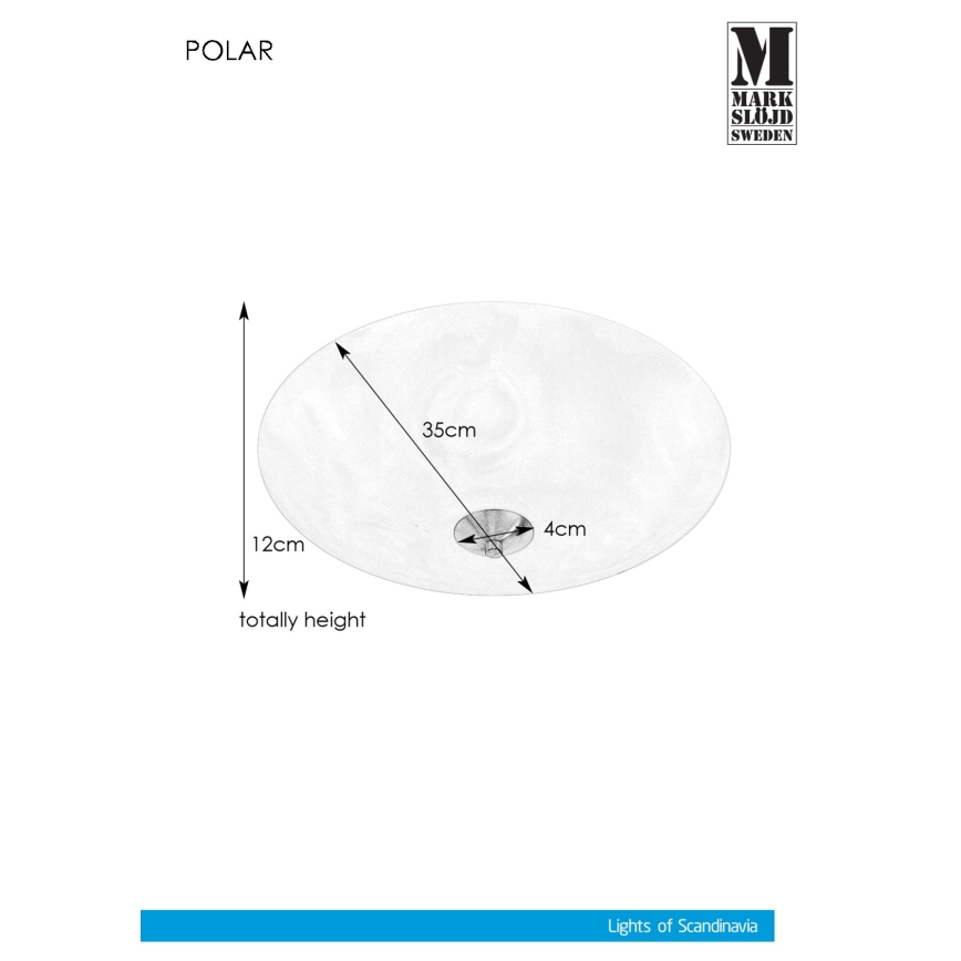 Markslöjd 107360 - Iluminação de teto POLAR 2xE14/40W/230V diâmetro 35 cm
