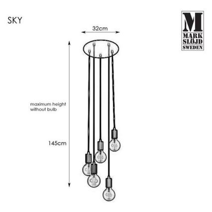 Markslöjd 107467 - Candelabro num fio SKY 5xE27/60W/230V