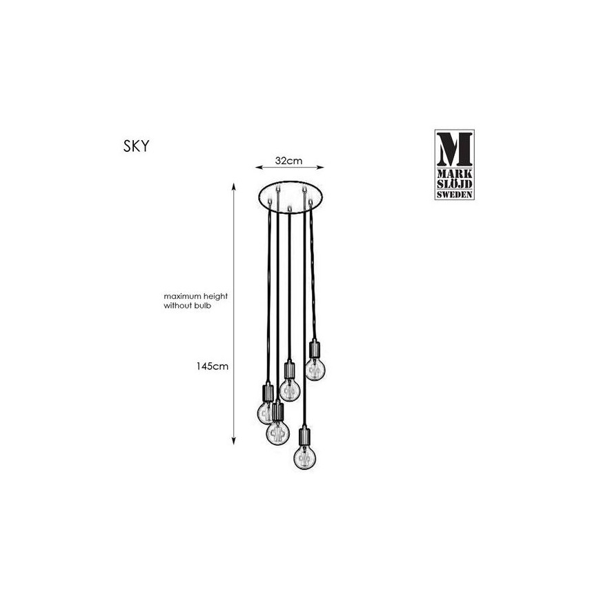 Markslöjd 107467 - Candelabro num fio SKY 5xE27/60W/230V