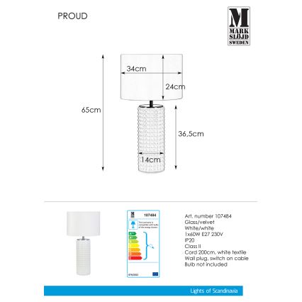Markslöjd 107484 - Lâmpada de mesa PROUD 1xE27/60W/230V