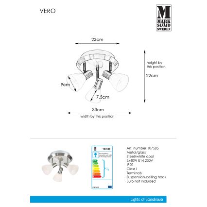 Markslöjd 107505 - Foco VERO 3xE14/40W/230V cromado brilhante