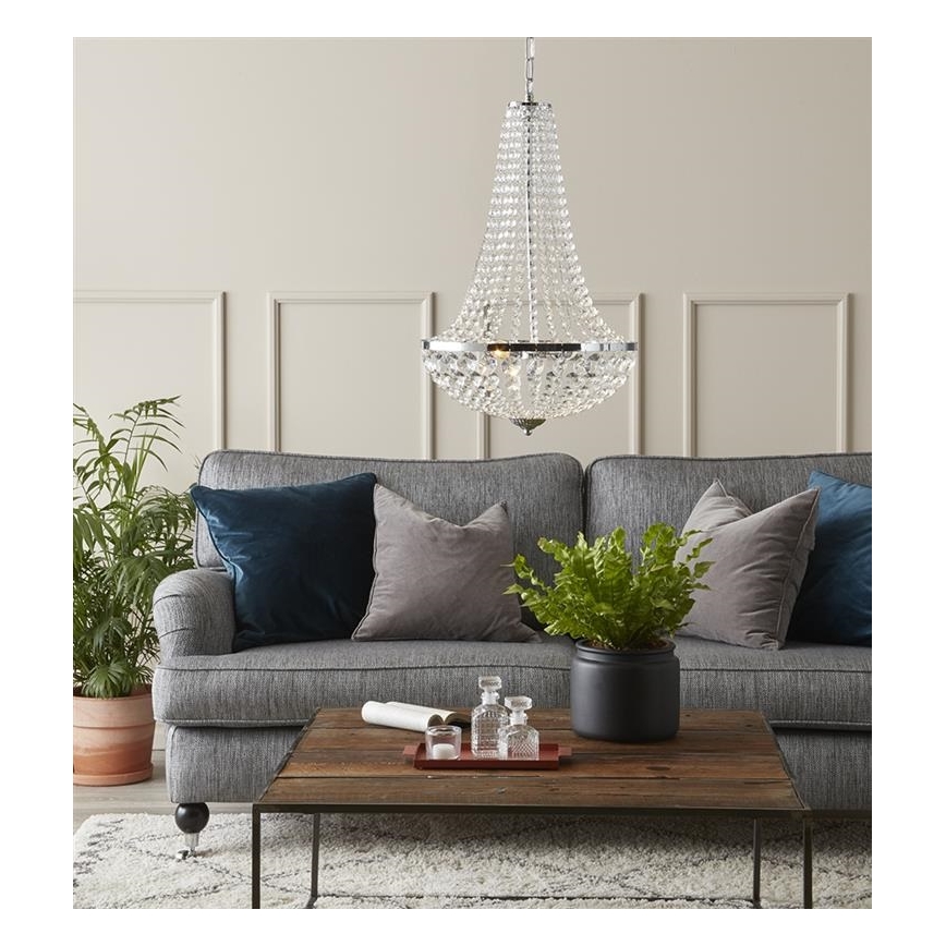 Markslöjd 107550 - Lustre de casa de banho de cristal com corrente GRÄNSÖ 2xG9/20W/230V IP44