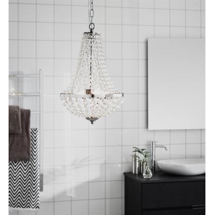 Markslöjd 107550 - Lustre de casa de banho de cristal com corrente GRÄNSÖ 2xG9/20W/230V IP44