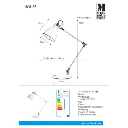 Markslöjd 107738 - Lâmpada de mesa HOUSE 1xE27/40W/230V