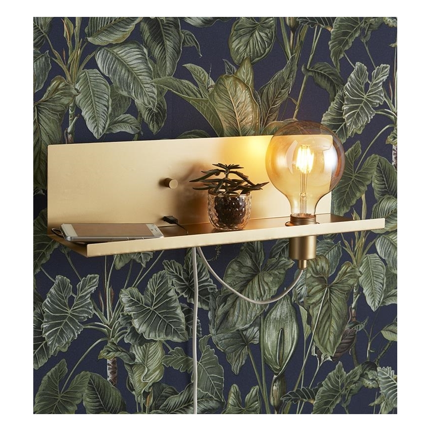 Markslöjd 107791 - Luz da parede com regulação s USB zásuvkou MULTI 1xE27/60W/230V